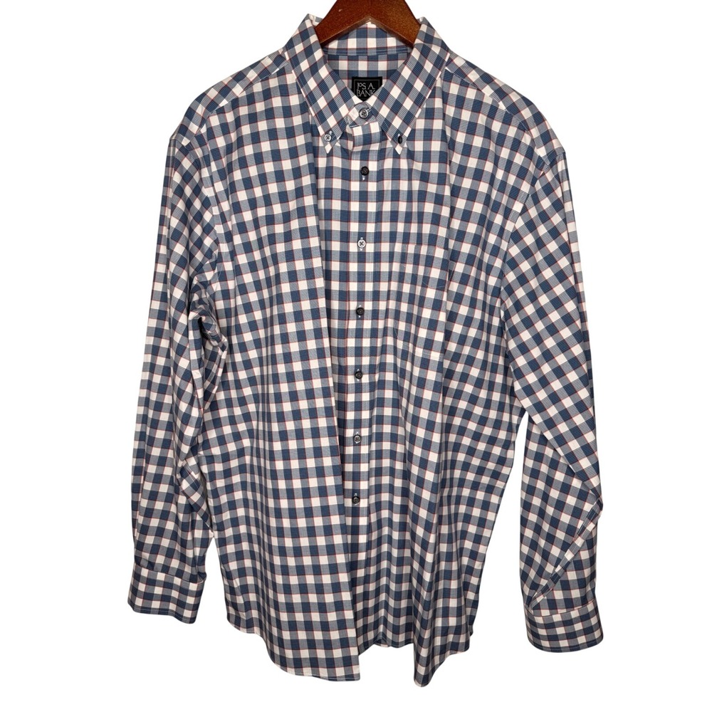 Jos‎ A Bank Traveler Plaid Button Down Shirt Mens Sz XXL Tailored Fit Cotton